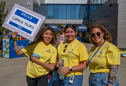 Students guiding campus tours at Hancock Hello